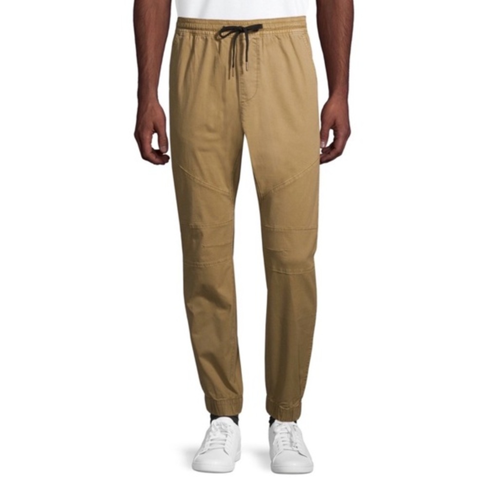 No Boundaries Men’s Tan Twill Jogger Pants Med Elastic Waist Streetwear Casual